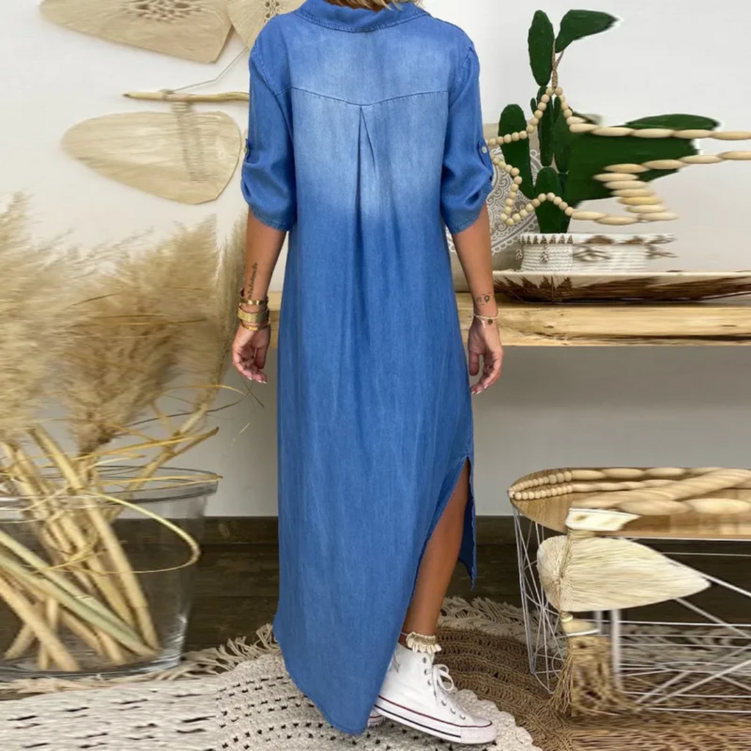 Lea™ | Vestido Largo con Abertura Lateral