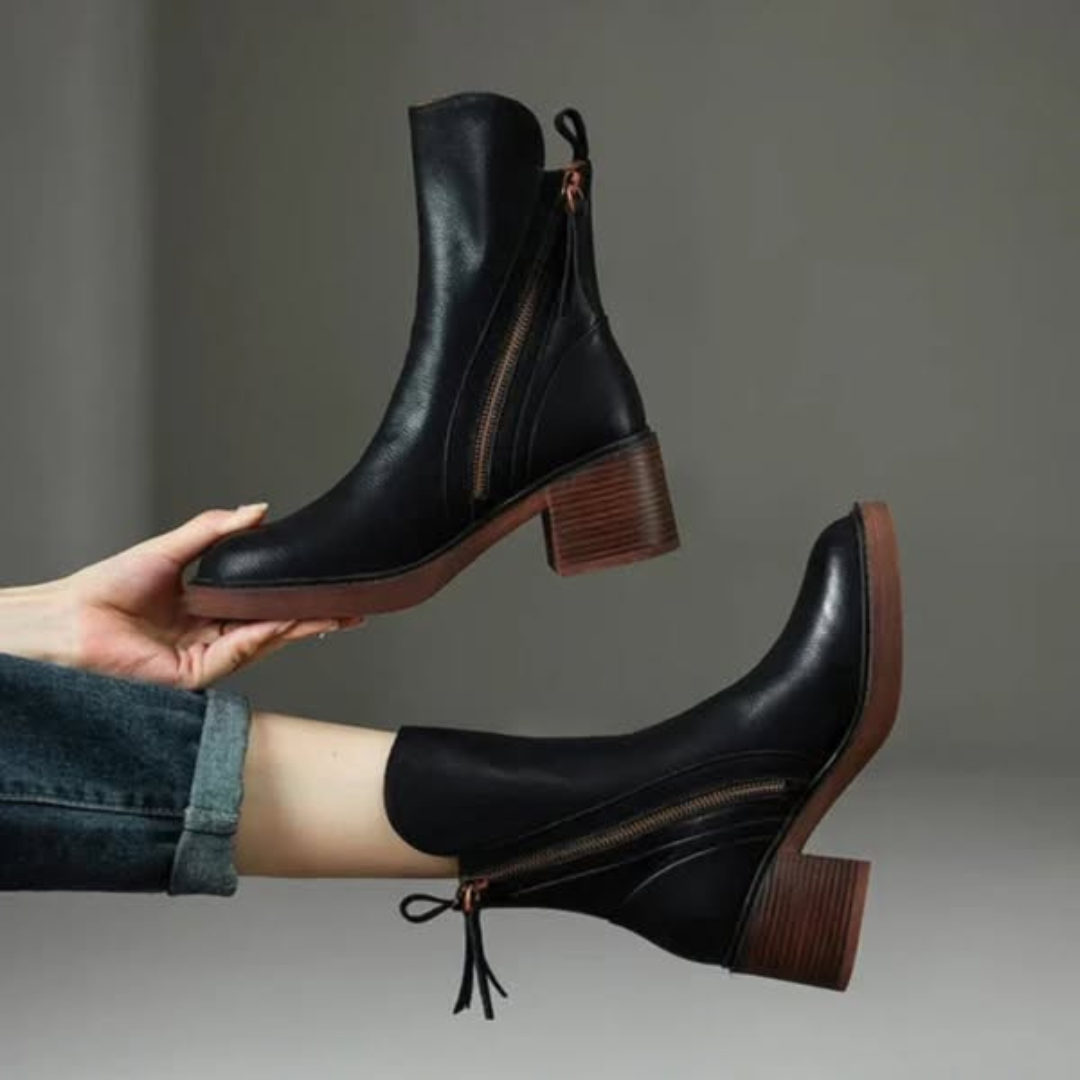 LA VENECIA | Soledad™ - Botines de Cuero con Tacón Cómodo