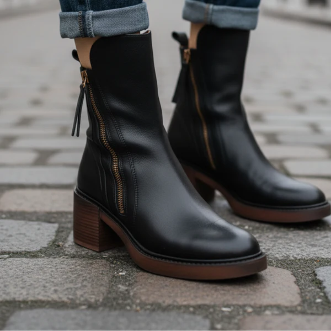 LA VENECIA | Soledad™ - Botines de Cuero con Tacón Cómodo