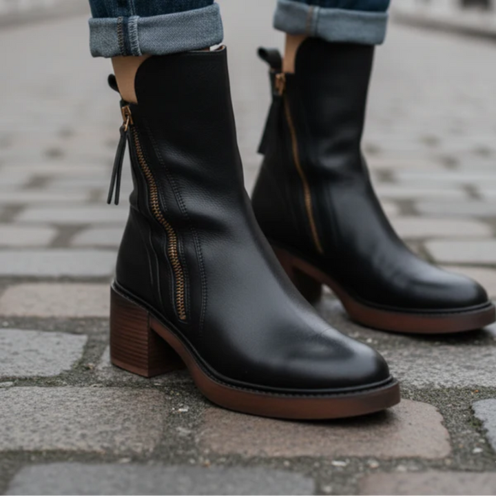 LA VENECIA | Soledad™ - Botines de Cuero con Tacón Cómodo