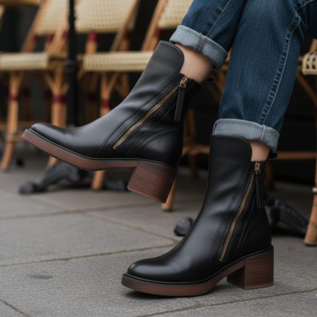 LA VENECIA | Soledad™ - Botines de Cuero con Tacón Cómodo