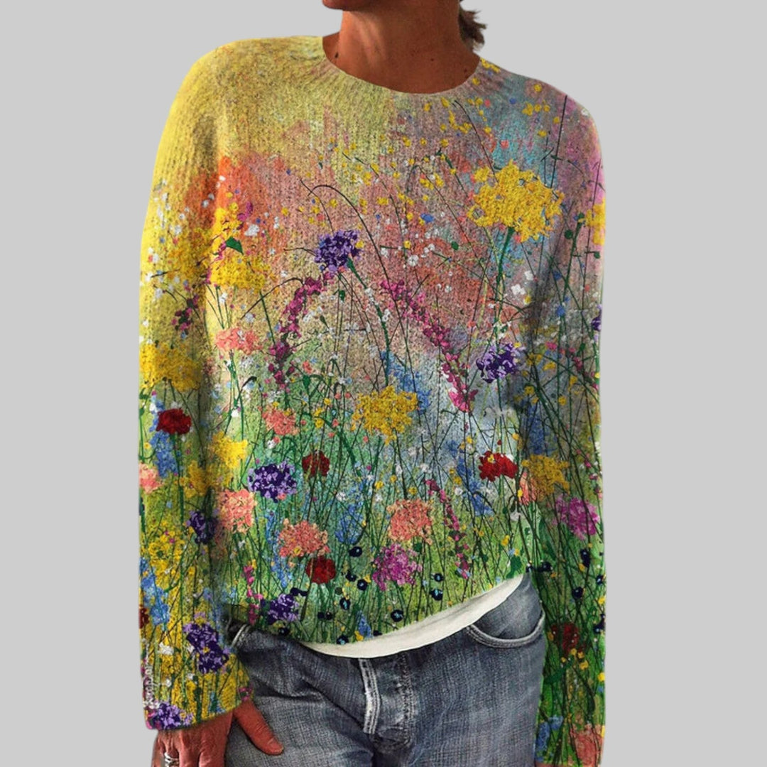 Flora - Camiseta acogedora con pintura al óleo de flores