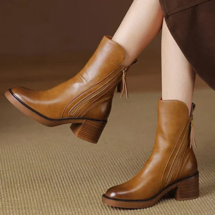 LA VENECIA | Soledad™ - Botines de Cuero con Tacón Cómodo