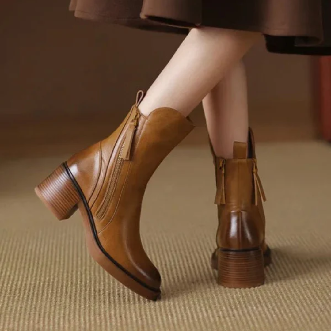 LA VENECIA | Soledad™ - Botines de Cuero con Tacón Cómodo