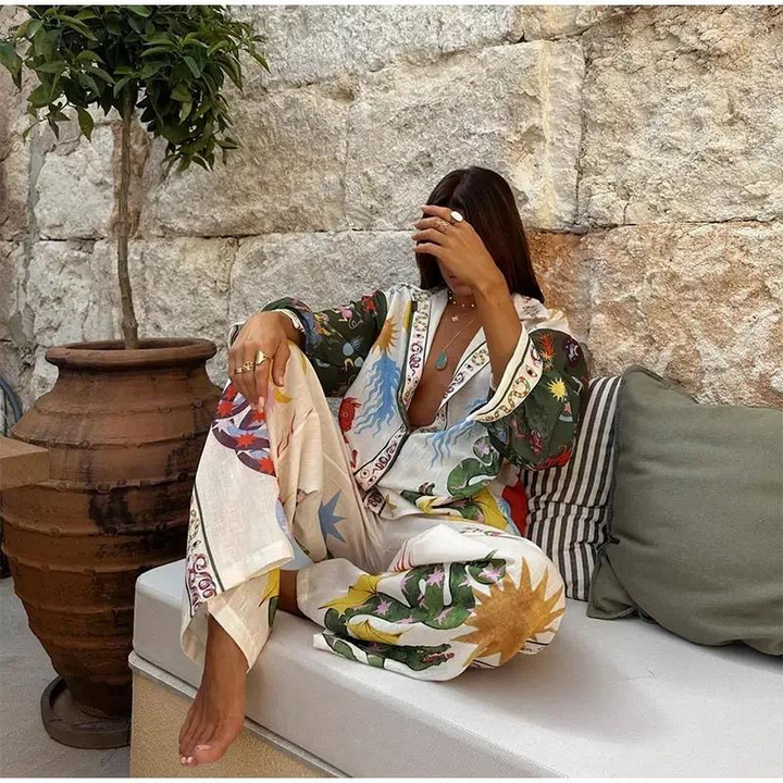 LA VENECIA | Amora™ - Conjunto de 2 piezas con camisa amplia y pantalones