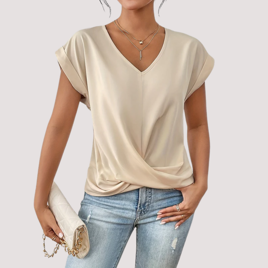 LA VENECIA | Maia™ - Blusa  con Escote en V y Nudo Frontal