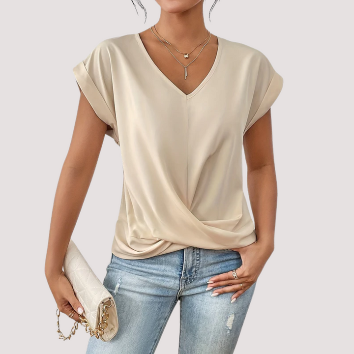 LA VENECIA | Maia™ - Blusa  con Escote en V y Nudo Frontal