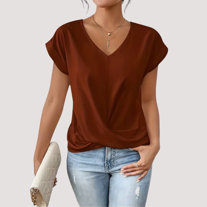 LA VENECIA | Maia™ - Blusa  con Escote en V y Nudo Frontal