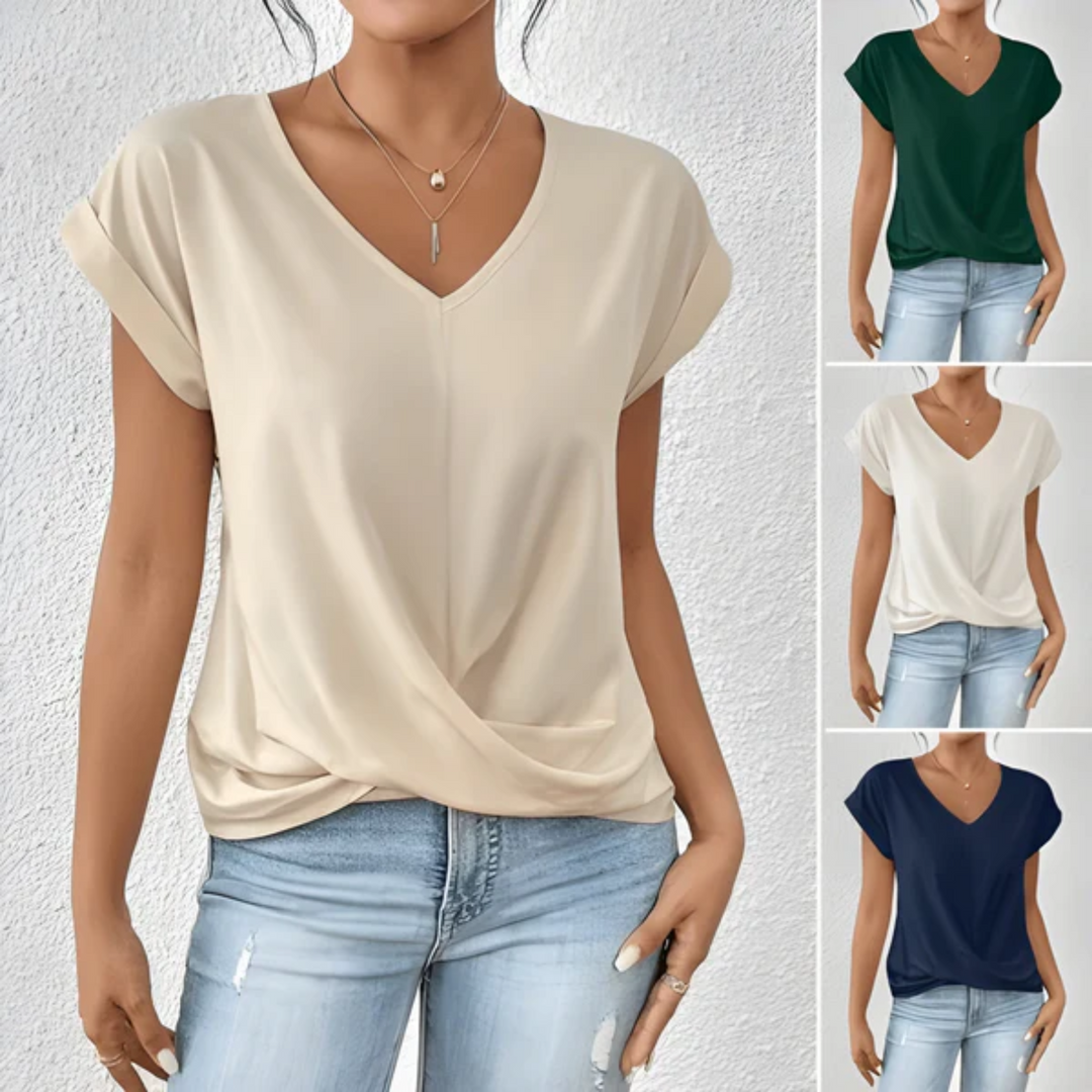 LA VENECIA | Maia™ - Blusa  con Escote en V y Nudo Frontal