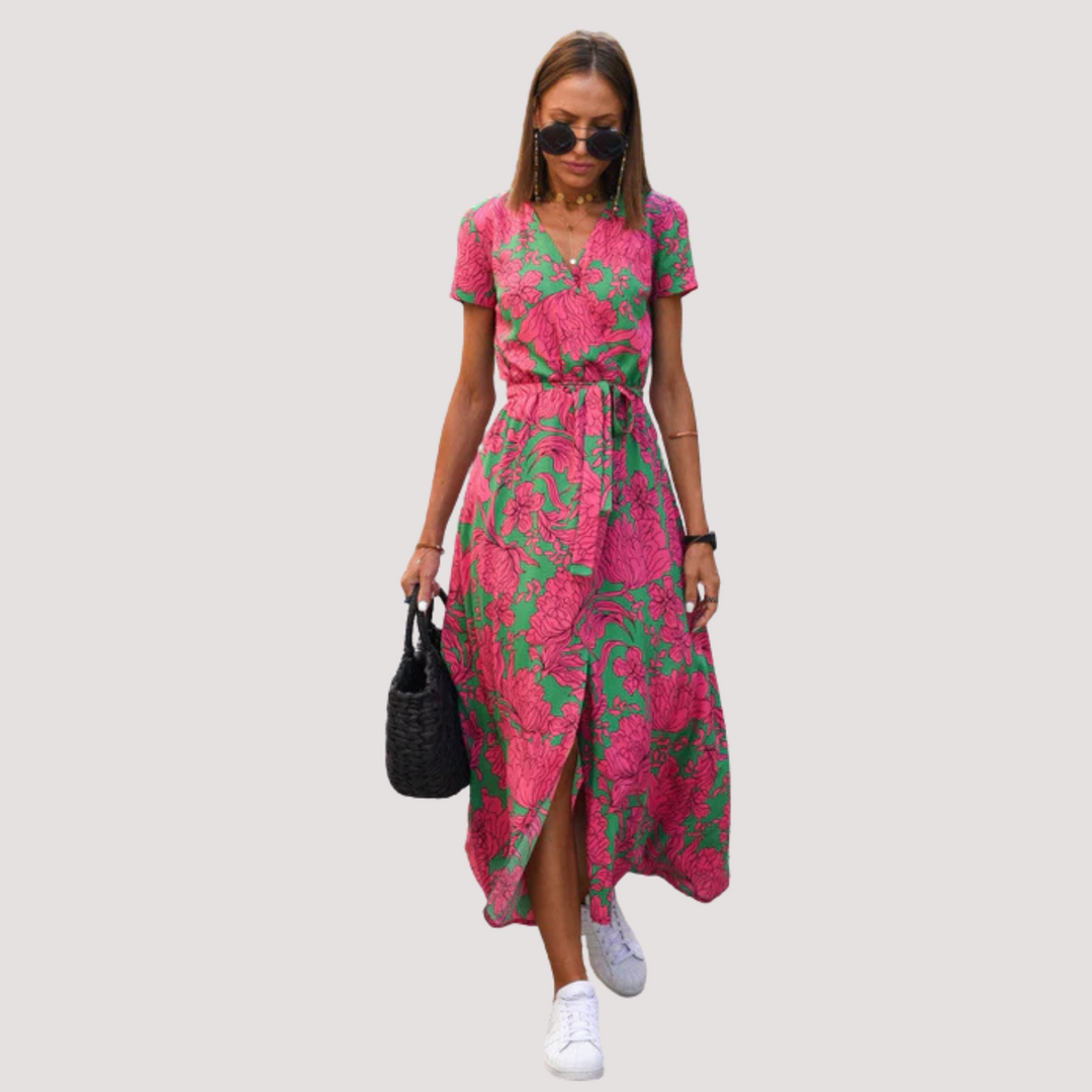 LA VENECIA | Aina™ - Vestido Midi Cruzado Floral