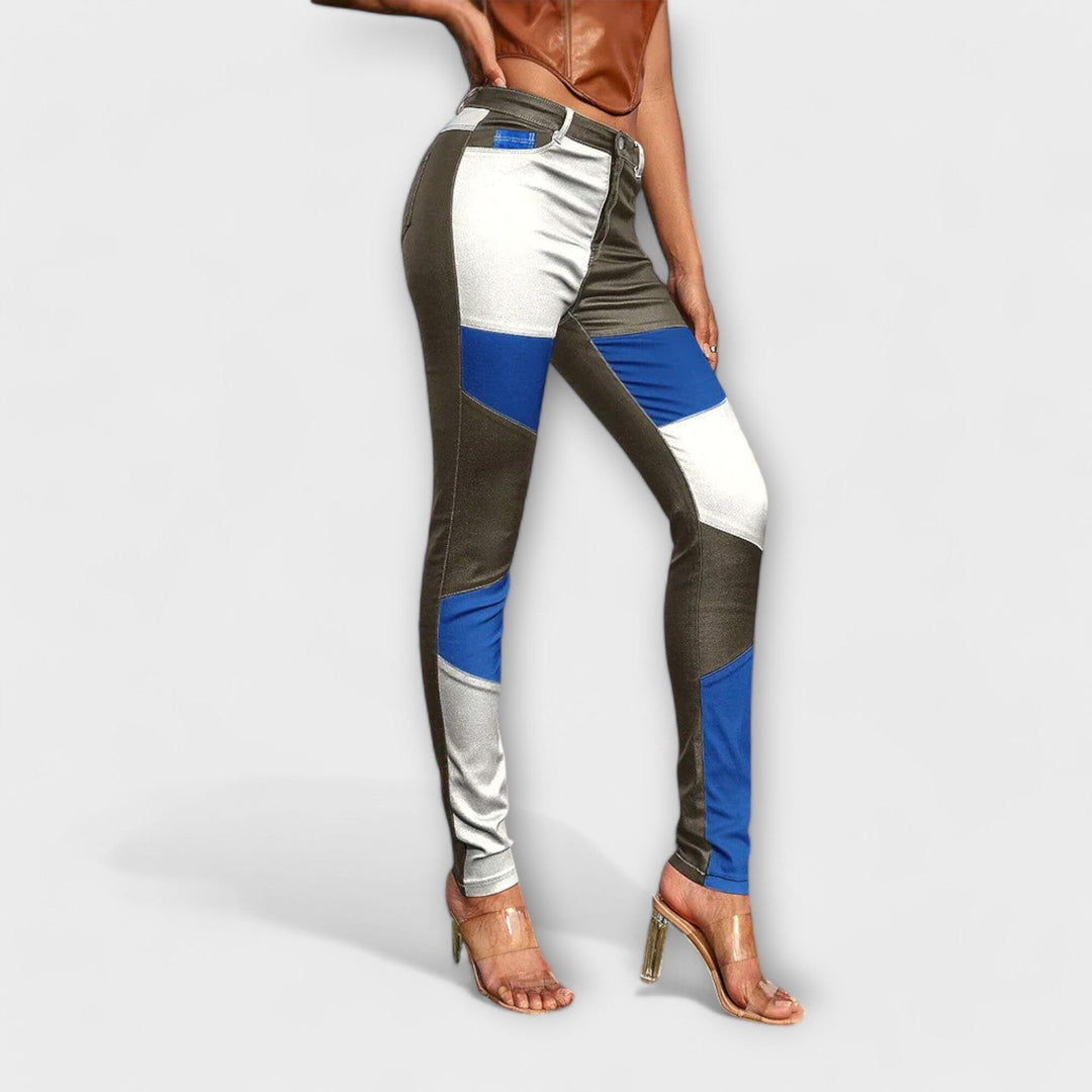 LA VENECIA | Calliope™ - Pantalón ajustado con patrón de bloques de color
