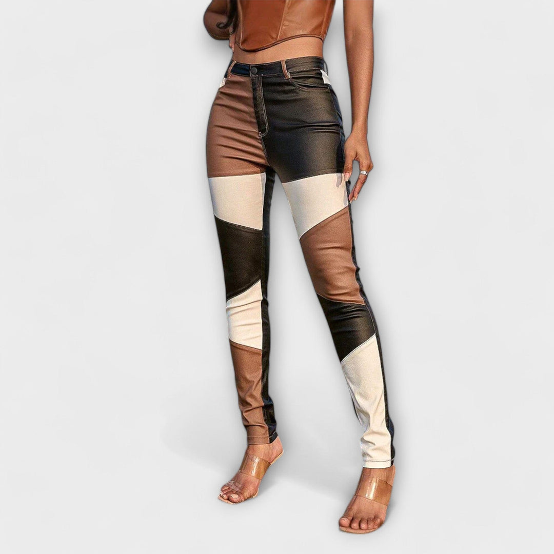 LA VENECIA | Calliope™ - Pantalón ajustado con patrón de bloques de color