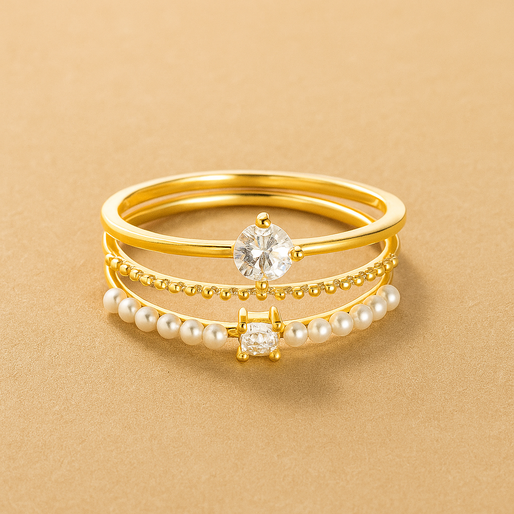 Aurora | Juego de anillos delicados de 3 piezas