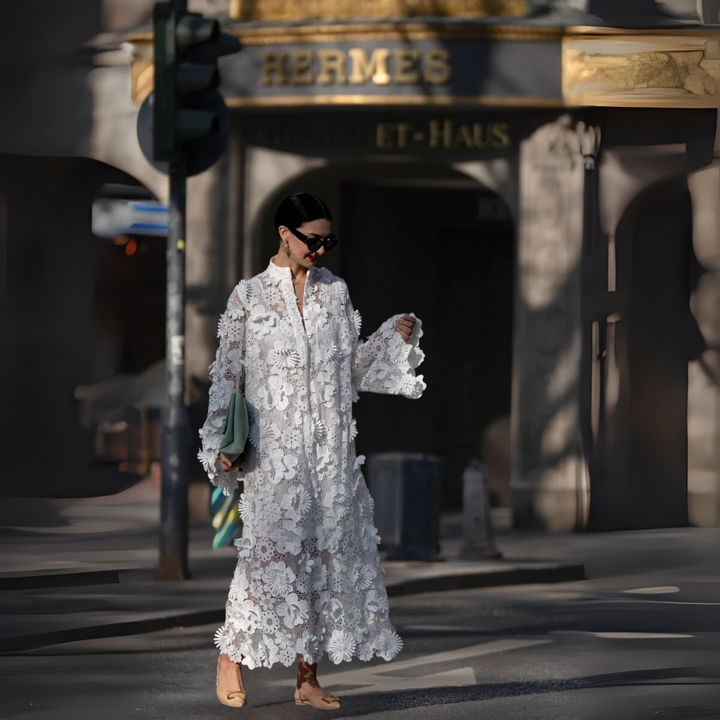 LA VENECIA | Flor Blanca™ -  Elegante Vestido Blanco de Encaje