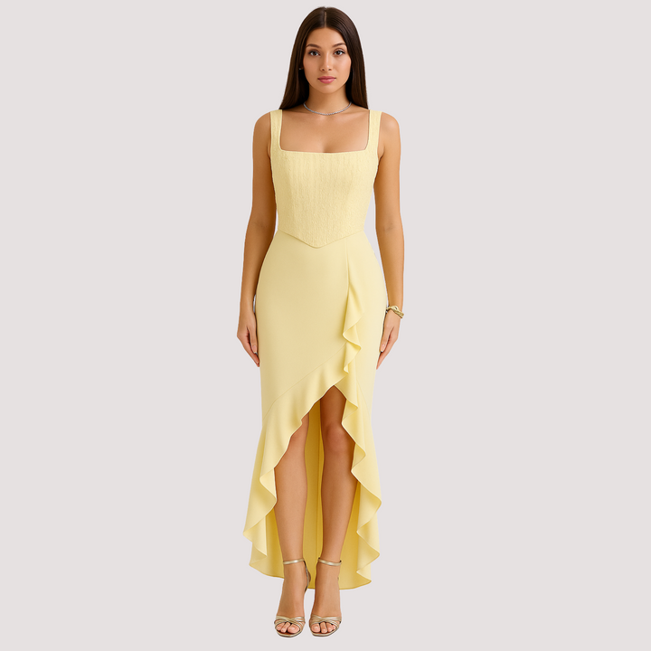 LA VENECIA | Penélope™ - Vestido corset de satén con volantes