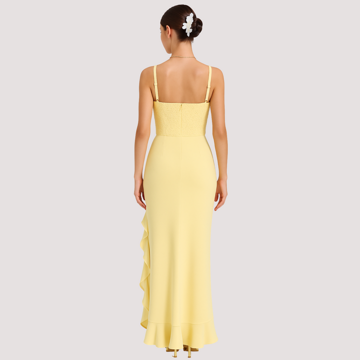 LA VENECIA | Penélope™ - Vestido corset de satén con volantes