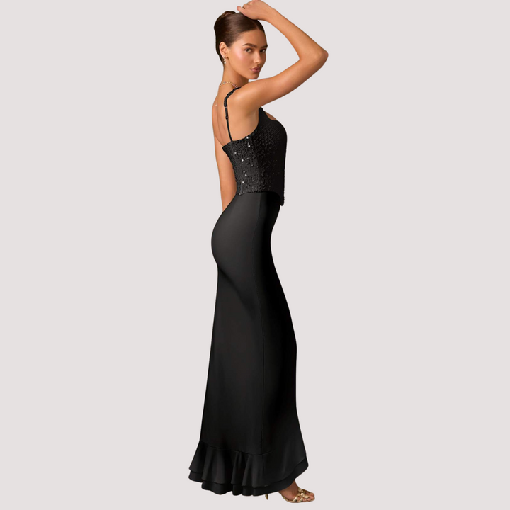 LA VENECIA | Penélope™ - Vestido corset de satén con volantes