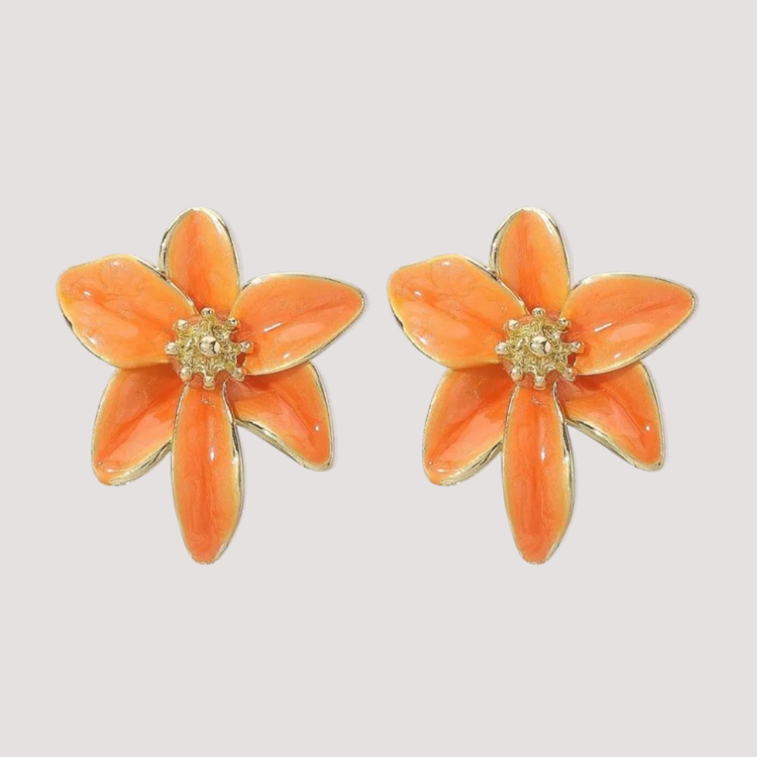 Pendientes Vintage con Flor de Esmalte