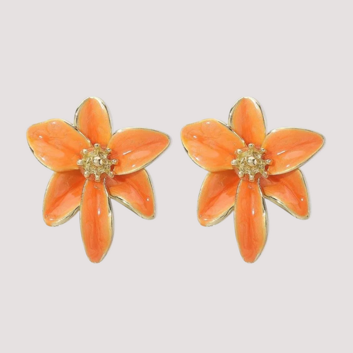 Pendientes Vintage con Flor de Esmalte
