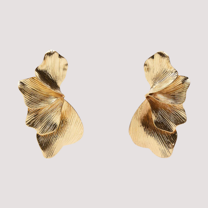 Pendientes Colgantes de Hoja en Metal Texturizado