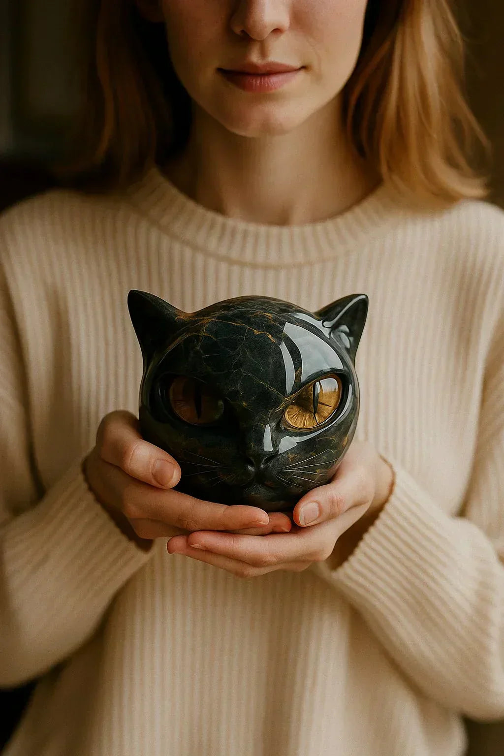 LA VENECIA | Luna™ - Escultura de Cabeza de Gato Mística