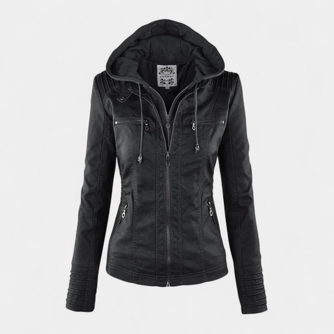 LA VENECIA | Laura™- Chaqueta Moderna de Piel Sintética con Capucha