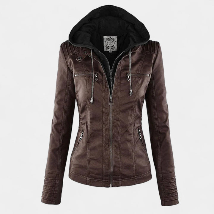 LA VENECIA | Laura™- Chaqueta Moderna de Piel Sintética con Capucha