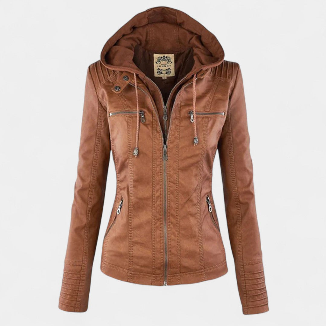 LA VENECIA | Laura™- Chaqueta Moderna de Piel Sintética con Capucha