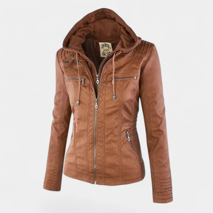 LA VENECIA | Laura™- Chaqueta Moderna de Piel Sintética con Capucha