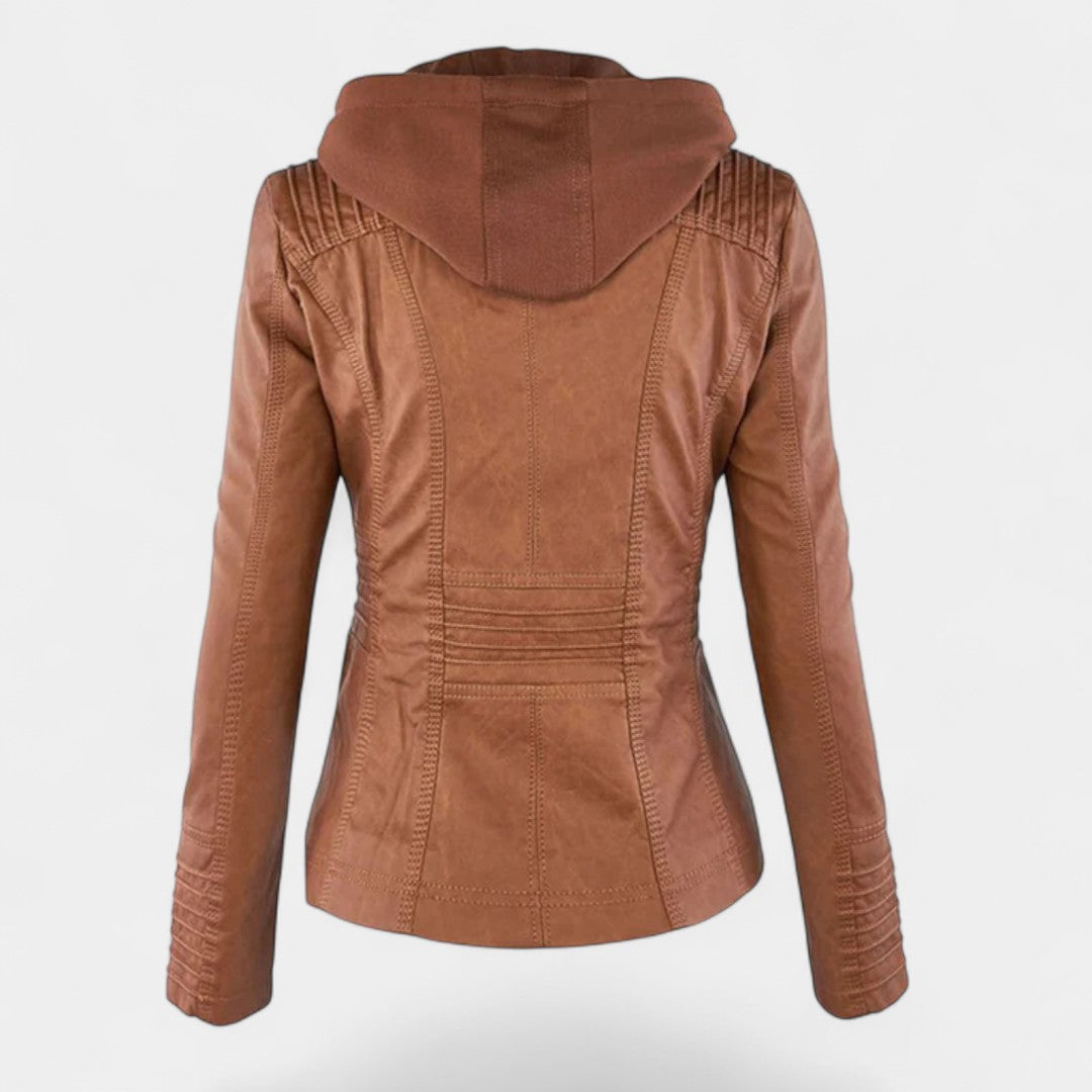 LA VENECIA | Laura™- Chaqueta Moderna de Piel Sintética con Capucha