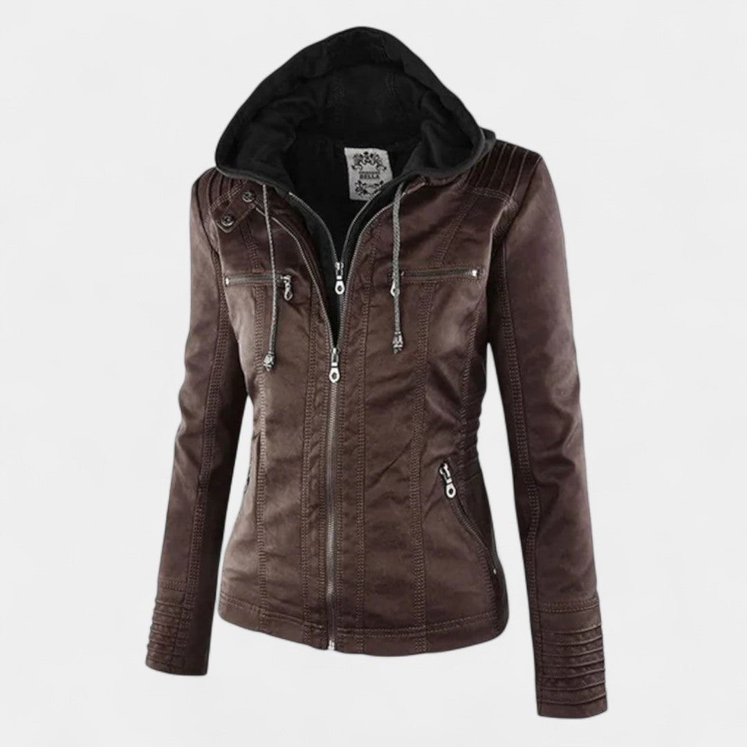 LA VENECIA | Laura™- Chaqueta Moderna de Piel Sintética con Capucha