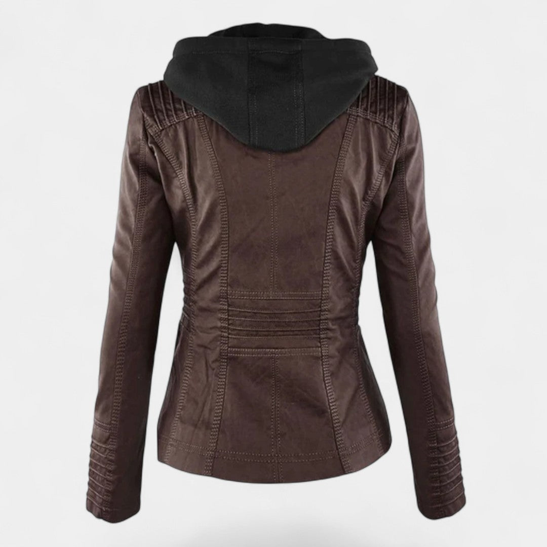 LA VENECIA | Laura™- Chaqueta Moderna de Piel Sintética con Capucha