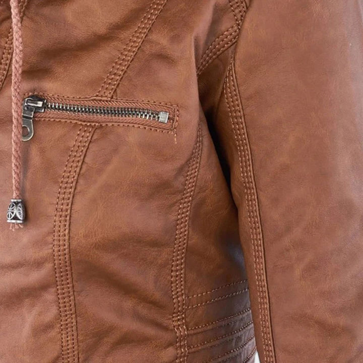 LA VENECIA | Laura™- Chaqueta Moderna de Piel Sintética con Capucha