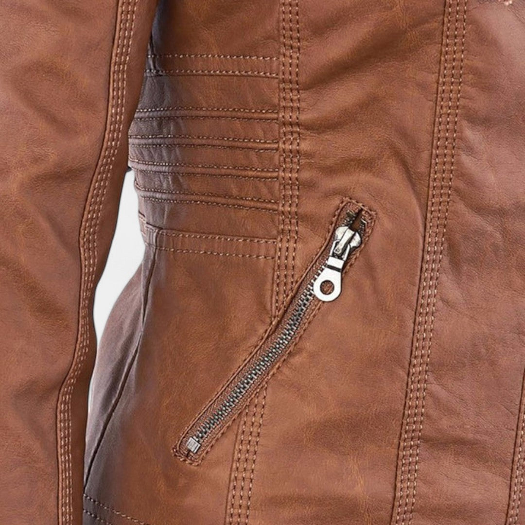 LA VENECIA | Laura™- Chaqueta Moderna de Piel Sintética con Capucha