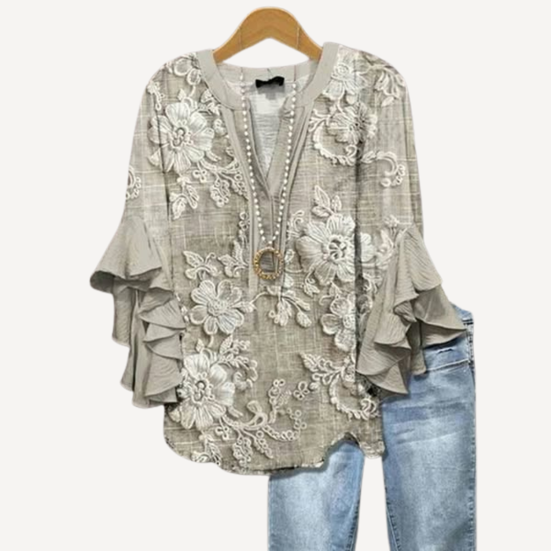 LA VENECIA | Marta™ - Blusa Vintage con Estampado de Flores
