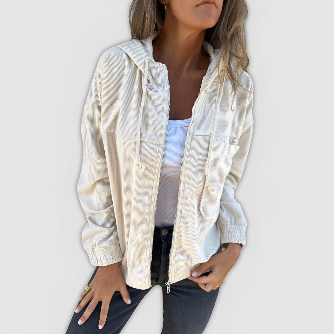 LA VENECIA | Laia™ - Chaqueta de Pana con Capucha y Cremallera