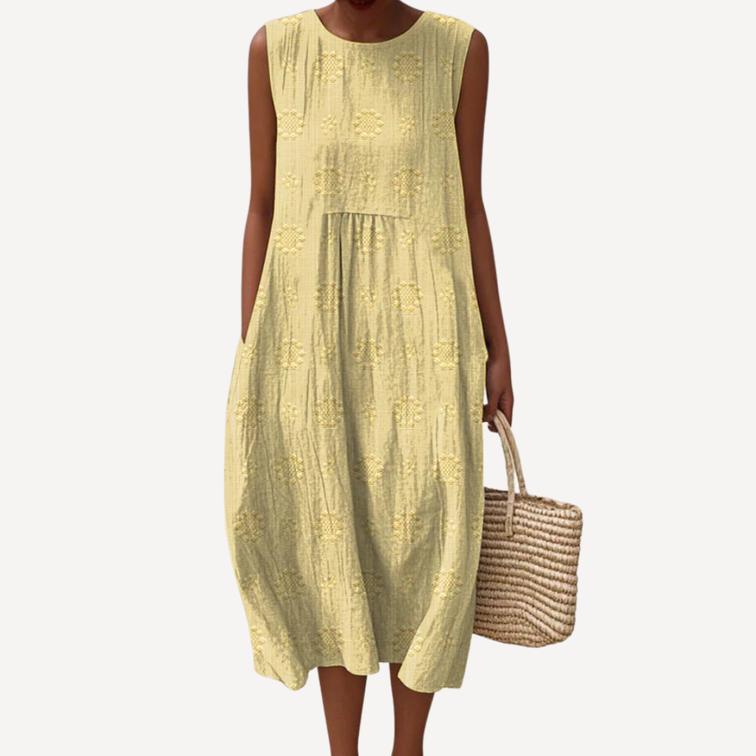 LA VENECIA | Jimena™ - Vestido Largo Estampado con Diseño Favorecedor para el Abdomen