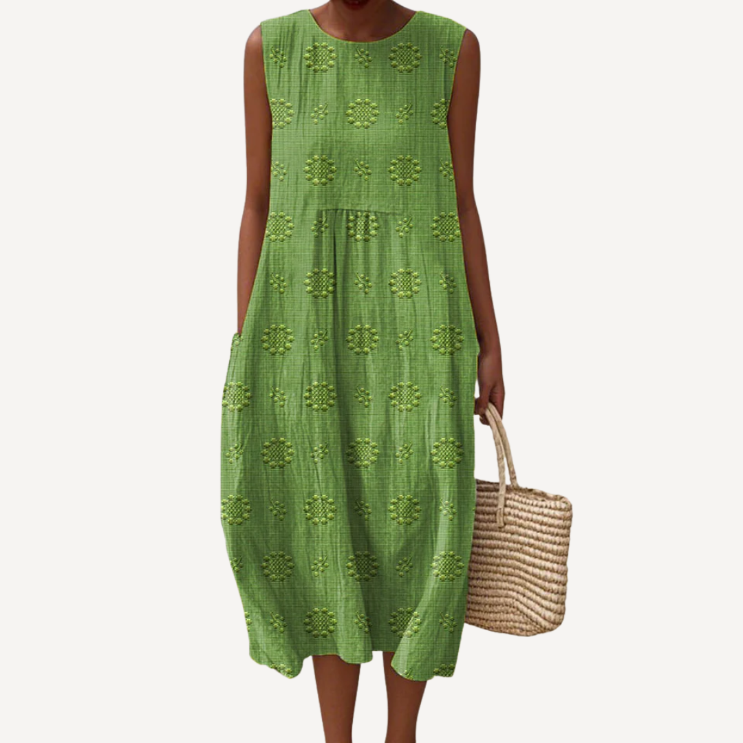 LA VENECIA | Jimena™ - Vestido Largo Estampado con Diseño Favorecedor para el Abdomen