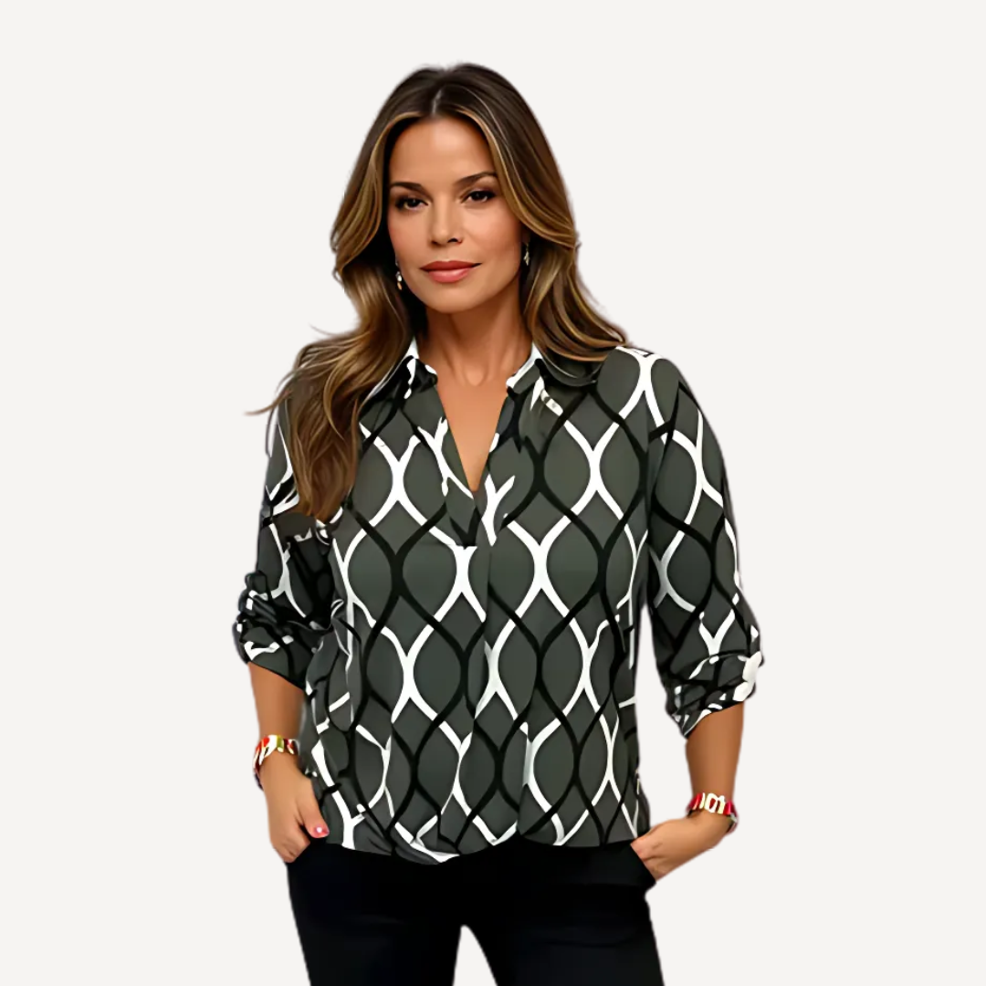 LA VENECIA | Victoria™ - Blusa Casual con Mangas Largas y Estampado Elegante
