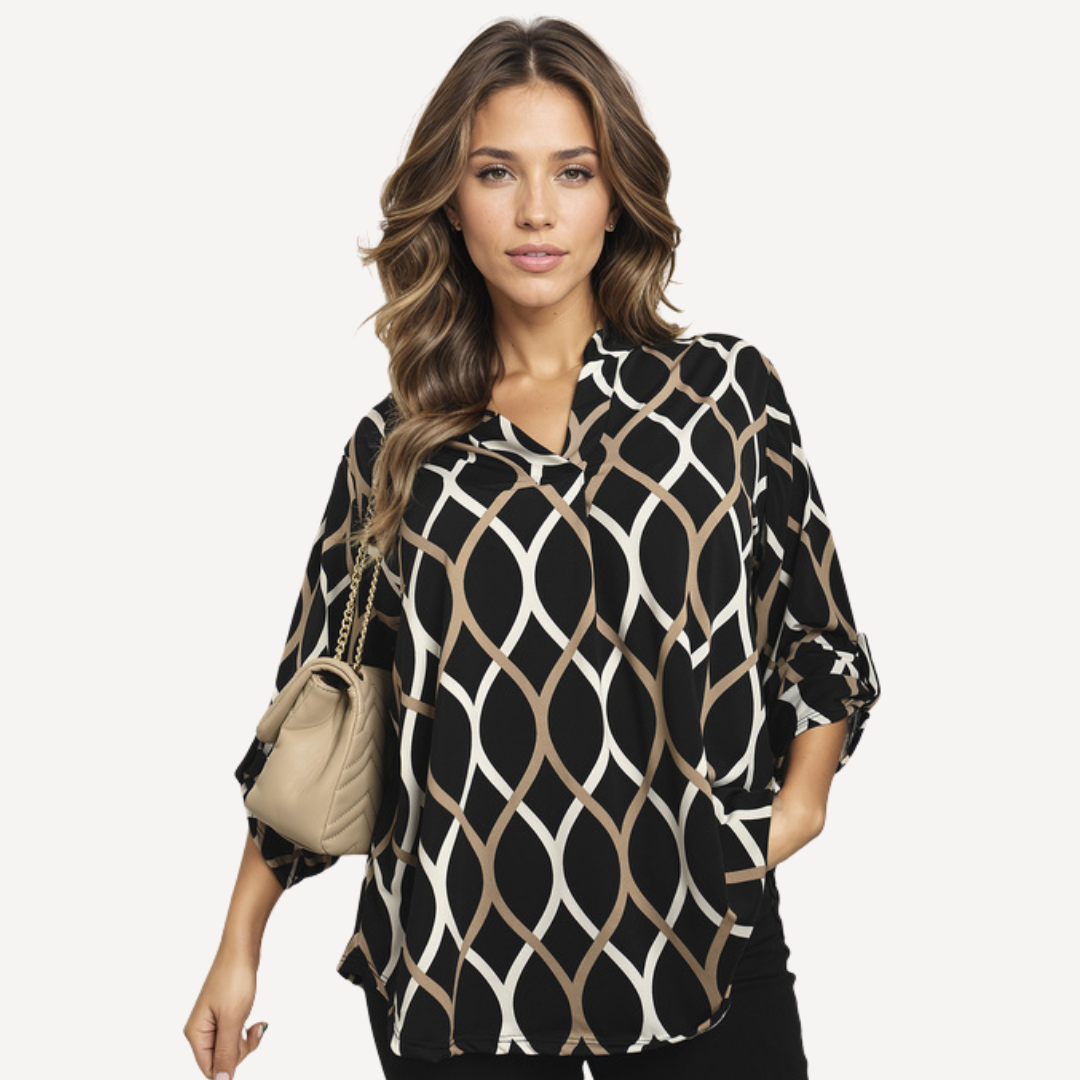 LA VENECIA | Victoria™ - Blusa Casual con Mangas Largas y Estampado Elegante