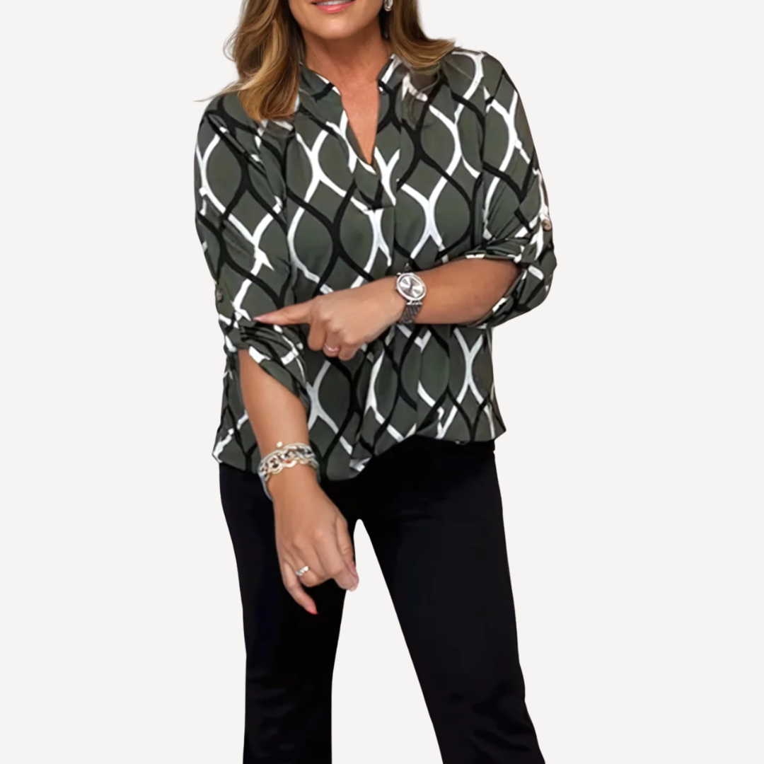 LA VENECIA | Victoria™ - Blusa Casual con Mangas Largas y Estampado Elegante