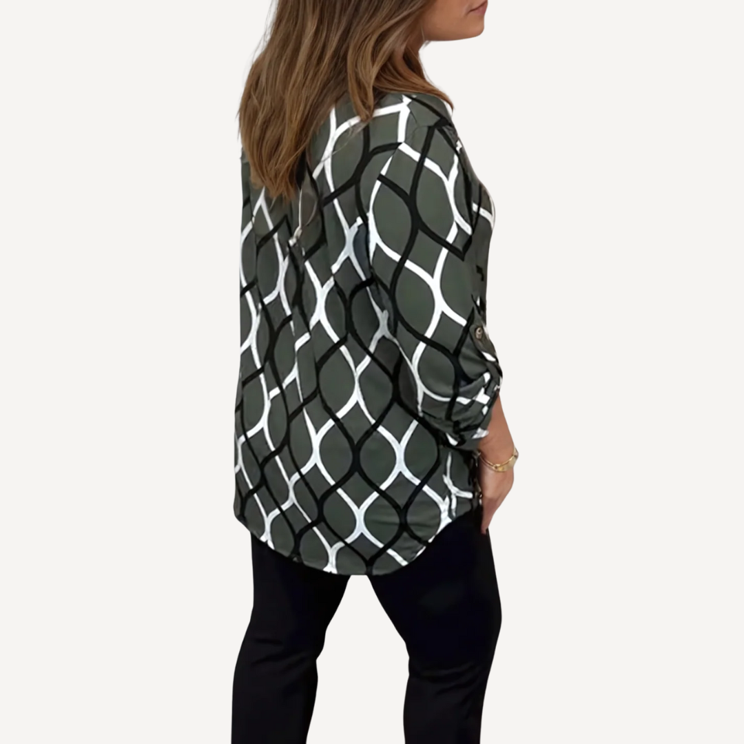 LA VENECIA | Victoria™ - Blusa Casual con Mangas Largas y Estampado Elegante
