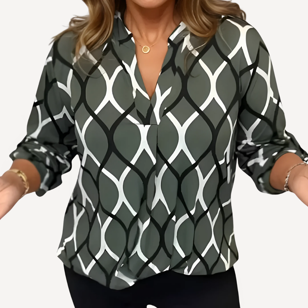 LA VENECIA | Victoria™ - Blusa Casual con Mangas Largas y Estampado Elegante