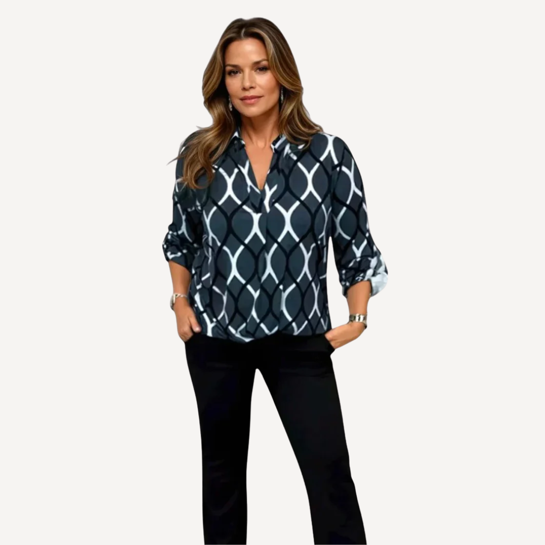 LA VENECIA | Victoria™ - Blusa Casual con Mangas Largas y Estampado Elegante