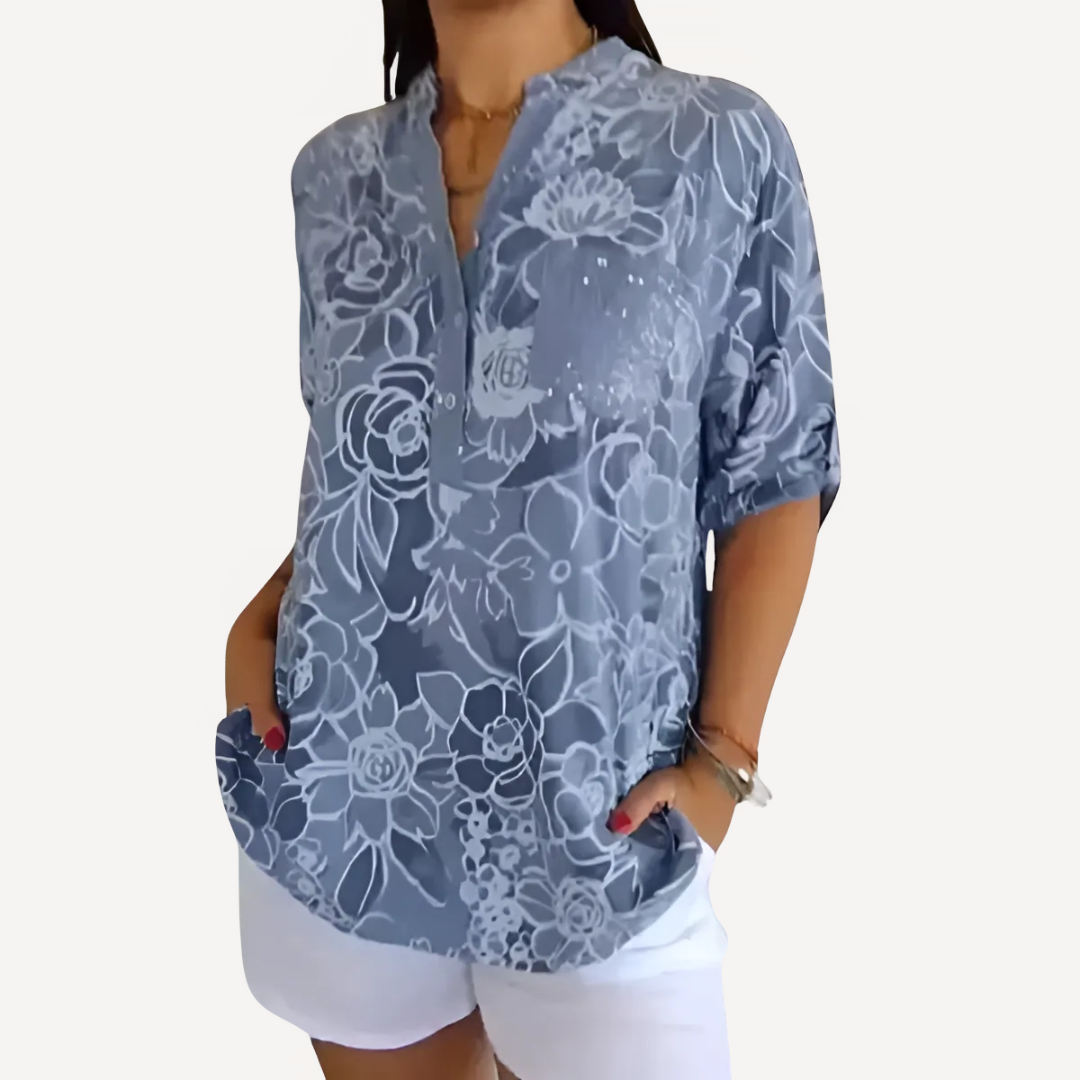LA VENECIA | Olga™ - Blusa Estampada con Botones