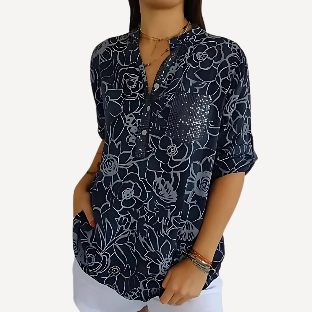 LA VENECIA | Olga™ - Blusa Estampada con Botones