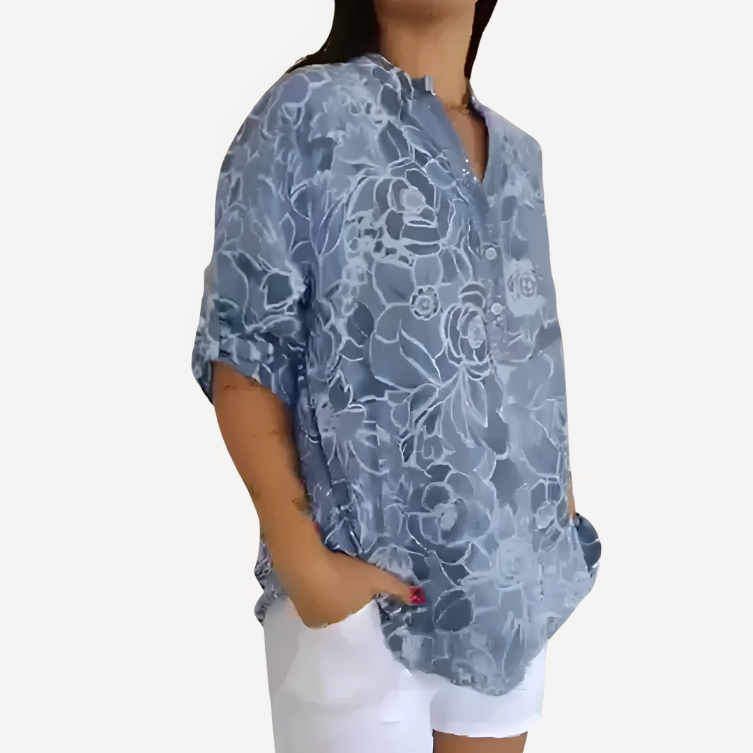 LA VENECIA | Olga™ - Blusa Estampada con Botones