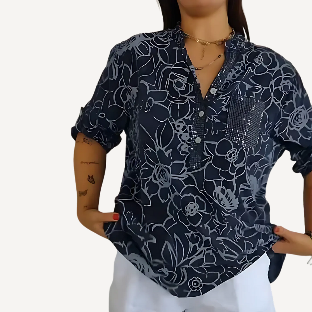 LA VENECIA | Olga™ - Blusa Estampada con Botones
