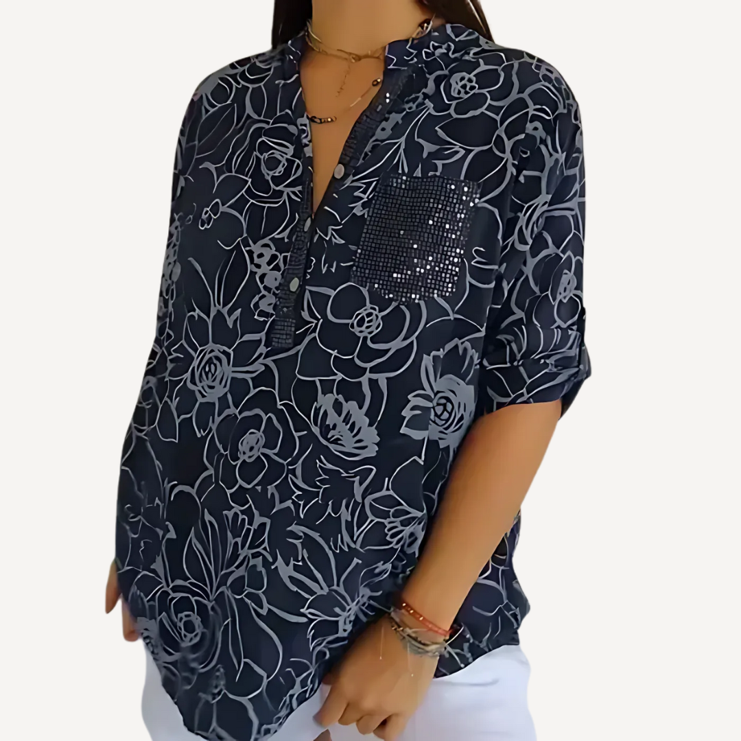 LA VENECIA | Olga™ - Blusa Estampada con Botones