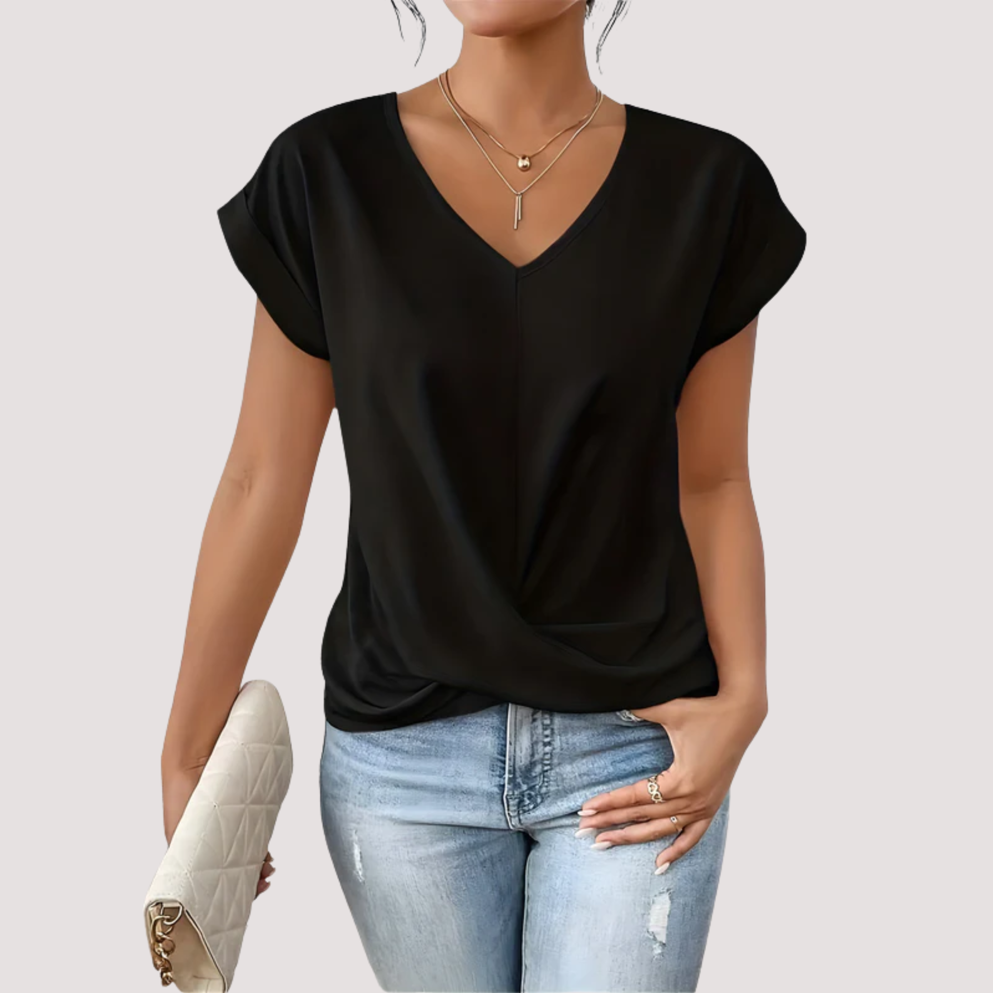 LA VENECIA | Maia™ - Blusa  con Escote en V y Nudo Frontal